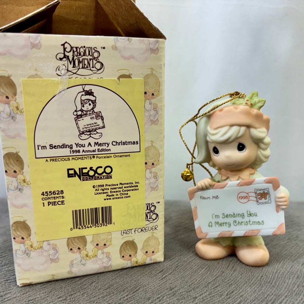 Precious Moments Ornament I'm Sending You a Merry Christmas Enesco 1998 Boxed